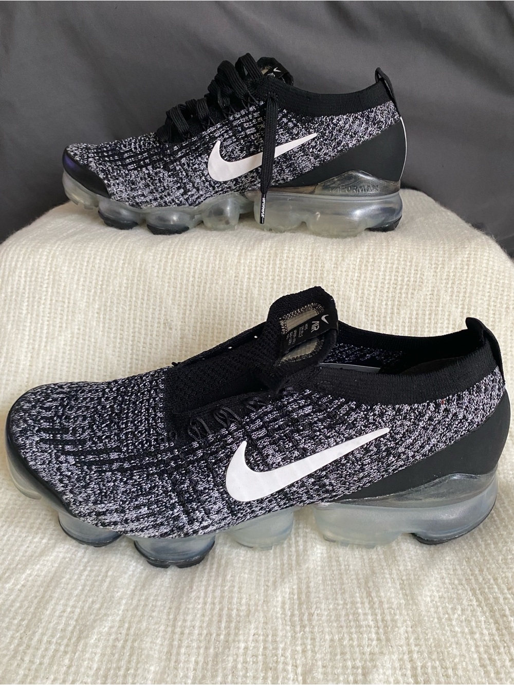 Nike Women’s VaporMax Flyknit Sneakers - Black & White Streetwear - Picture 2 of 9